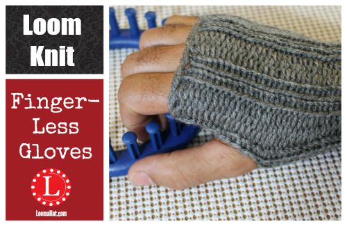 loom knit half finger gloves