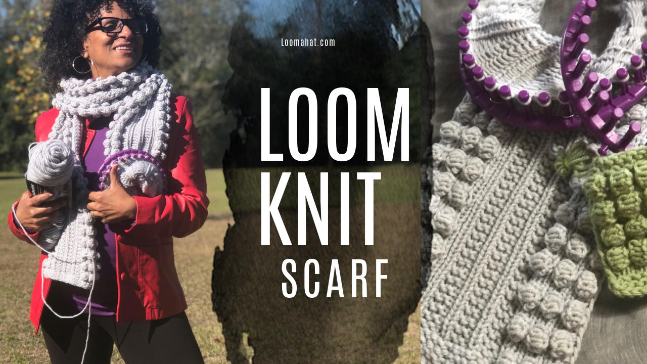 loom knit bobble stitch scarf